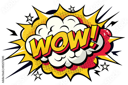 Pop art style WOW Comic book cloud in the middle vector  illustration 

