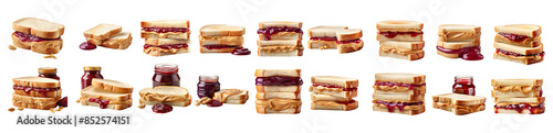 Set of Peanut Butter and Jelly against transparent background Ai generated