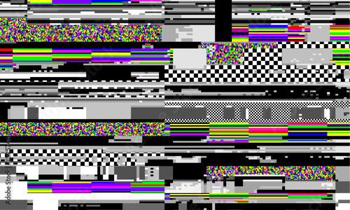 Retro VHS background like in old video tape rewind or no signal TV screen with glitch camera effect. Vaporwave grooving