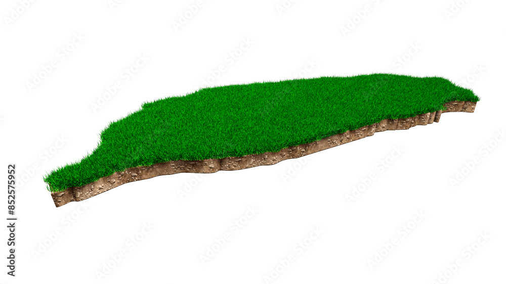 Taiwan Map soil land geology cross section with green grass and Rock ground texture 3d illustration
Taiwan Map soil land geology cross section with green grass and Rock ground texture 3d illustration