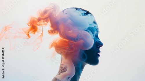 Wallpaper Mural Double exposure girl with smoke, vibrant colors (close up, focus on, copy space) Double exposure silhouette with smoke Torontodigital.ca