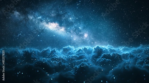 A tranquil night sky scene with stars sparkling over a dark gradient background. The gradient transitions from indigo to black, featuring sparkling stars that create a serene and magical atmosphere. 