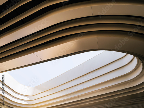 Curve pattern Modern building wall facade Architecture details shade daylight