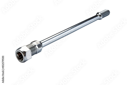 A Gleaming Metallic Rod Against a Crisp White Background on a Clear PNG or White Background.