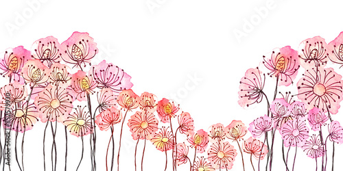 Sfondo con giardino di delicati fiori con lo stelo lungo