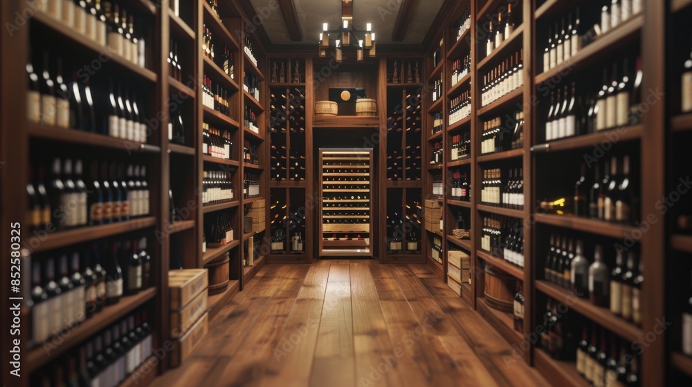 Fototapeta premium A room filled with many wine bottles, ideal for wine tasting or storage