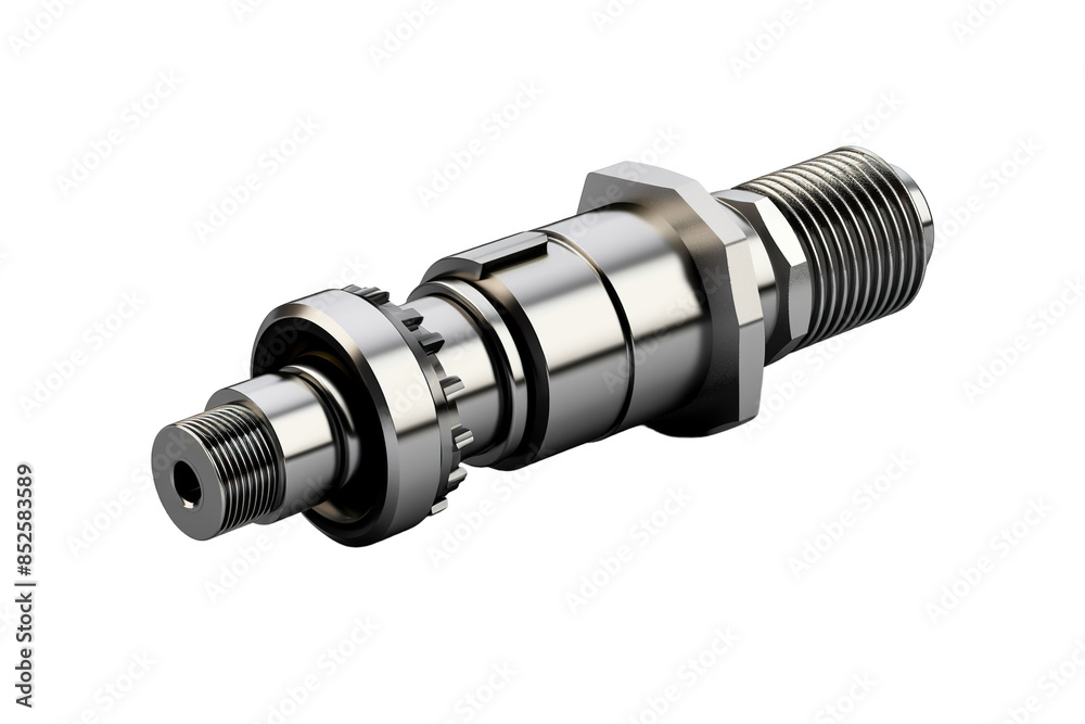 A Precision Engineered Metal Coupling for Industrial Applications on a Clear PNG or White Background. A Precision Engineered Metal Coupling for Industrial Applications on a Clear PNG or White Background.