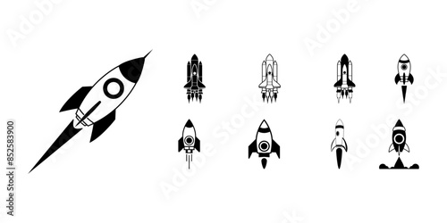 Rocket icon. Spaceship launch icon collection