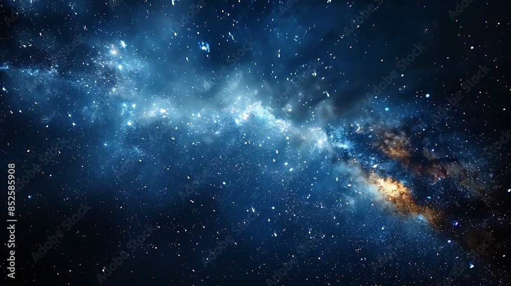 An abstract night sky scene with stars sparkling over a dark gradient background. The gradient shifts from navy blue to black, filled with glittering stars that create a serene An abstract night sky scene with stars sparkling over a dark gradient background. The gradient shifts from navy blue to black, filled with glittering stars that create a serene