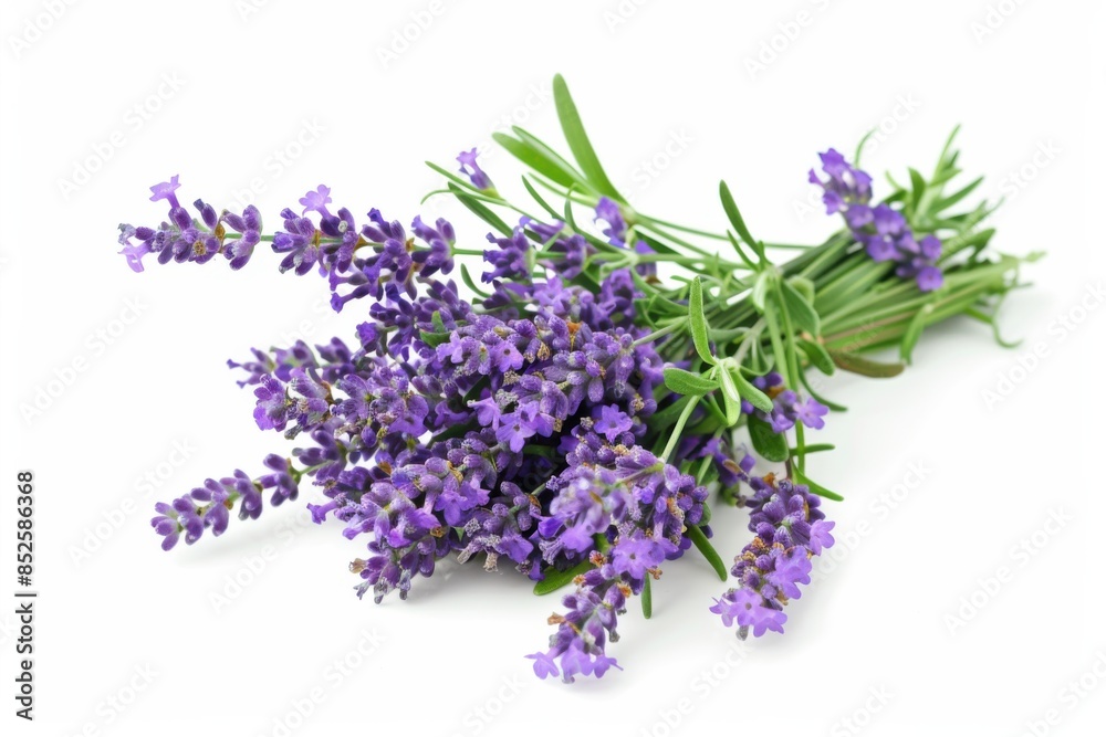 Lavander Bunch Isolated on White Background. Lavandula Flower Plant in Beautiful Violet Color Lavander Bunch Isolated on White Background. Lavandula Flower Plant in Beautiful Violet Color