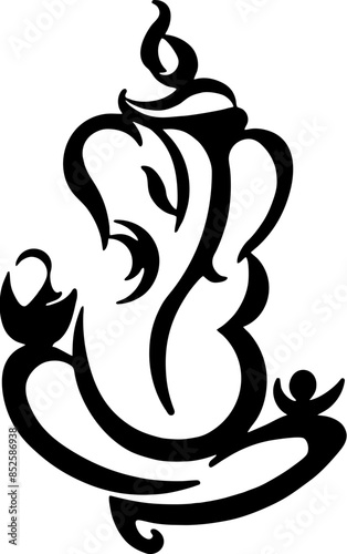 Black and White Illustration of the Hindu God Ganesha, Ganapati, vector design