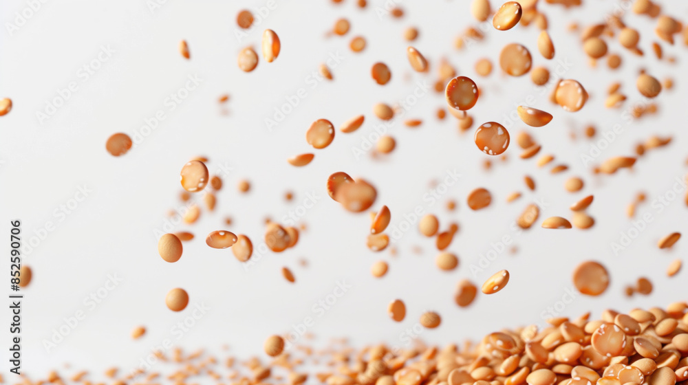 Delicious Lentils Floating - 3D Illustration on White Background