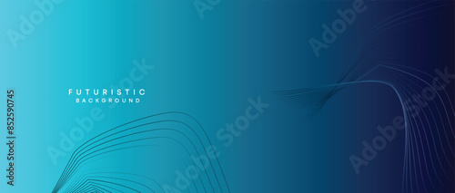 Abstract Peacock Blue, Ocean Dark Blue Technological Modern Flowing Wave Line Background. Teal Blue and Black Digital Future Technology Web Banner Background for Presentation, Cover, Slide, Magazine