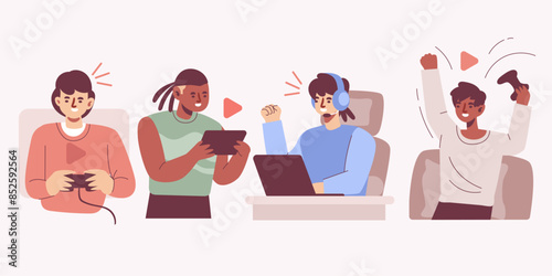 Enjoy gaming modern characters set