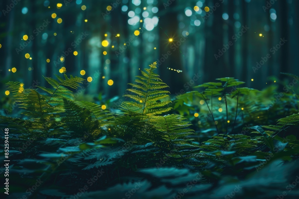 Obraz premium A dense forest with plenty of green vegetation, ideal for outdoor and nature-themed projects