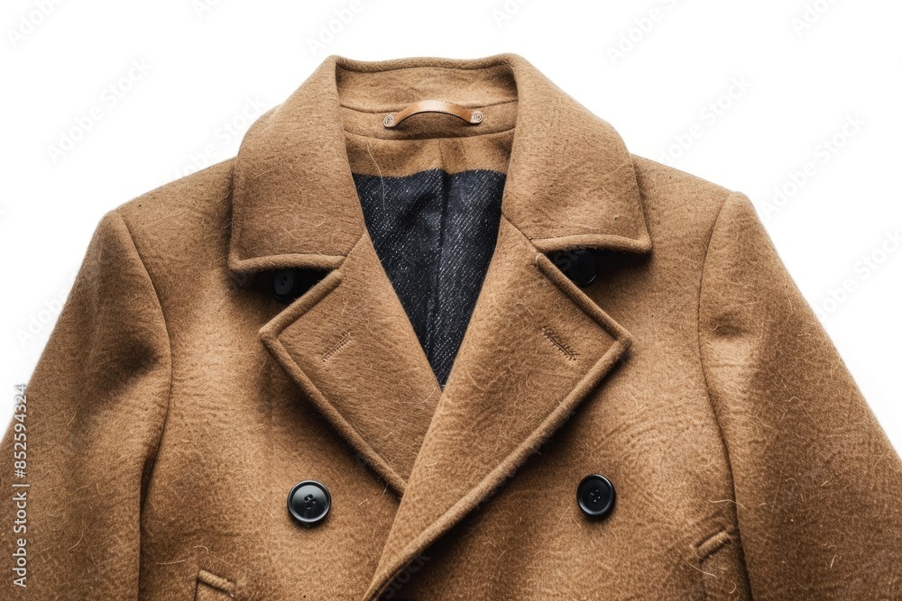 A casual, everyday coat with black buttons on a white background A casual, everyday coat with black buttons on a white background