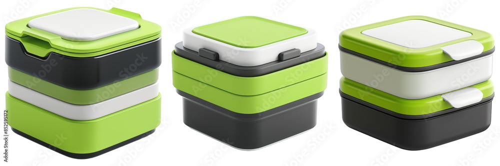 Set of Meal Prep Containers Lime Green Color Fitness concept for fitness presentations ,ui app icon , isolated on transparent png background. Generative ai Set of Meal Prep Containers Lime Green Color Fitness concept for fitness presentations ,ui app icon , isolated on transparent png background. Generative ai