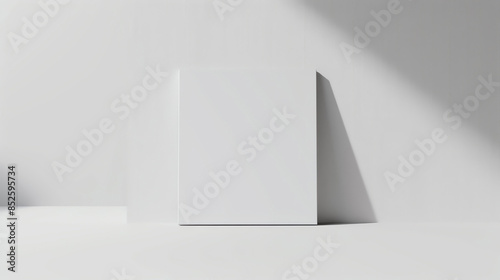 A simple and elegant product display. The 3D rendered image features a plain white wall with a soft light shining from the upper right corner. photo
