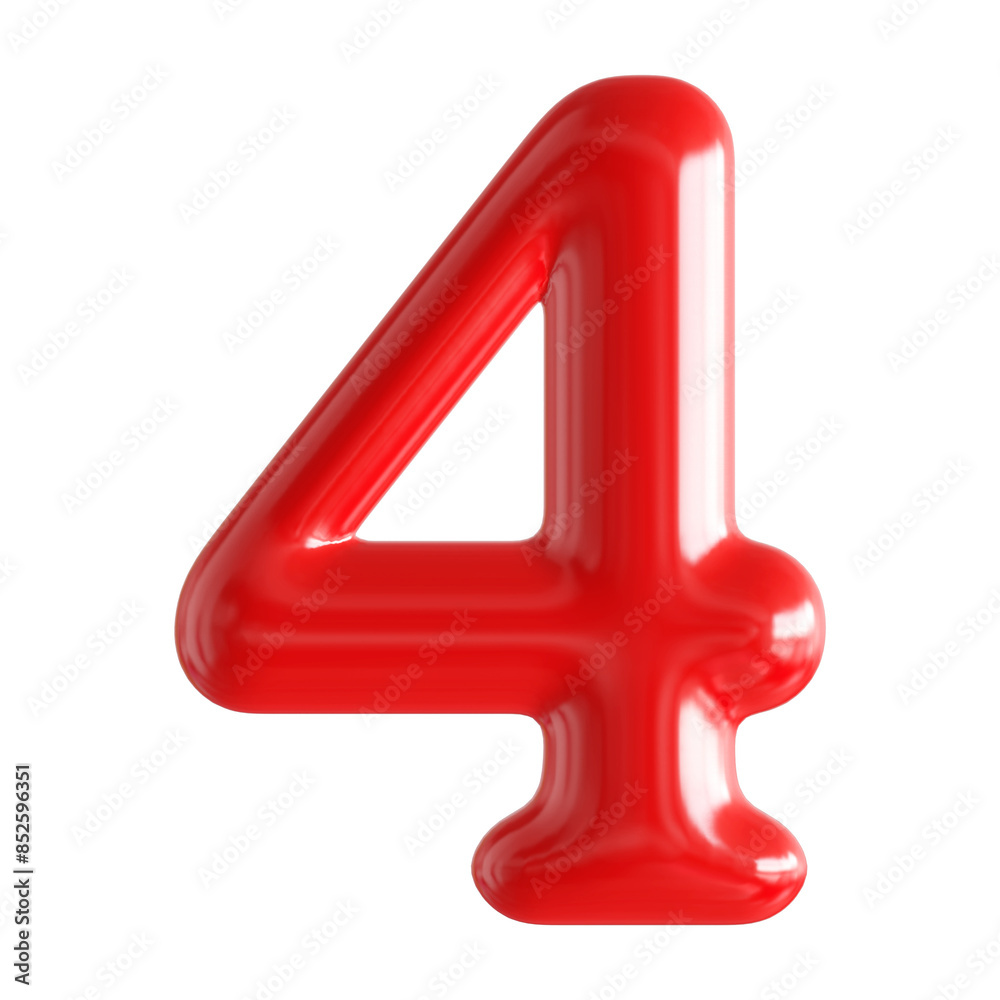 Red 3D Number 4 Red 3D Number 4