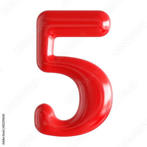 Wallpaper Mural Red 3D Number 5 Torontodigital.ca