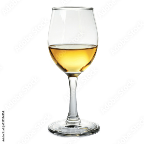 Single glass with transparent wine isolated on transparent background