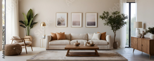 Modern minimalist living room with designer furniture