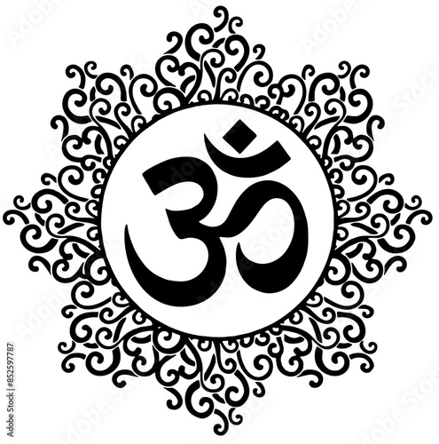 Om / Aum - the symbol of Hinduism the sacred sound Vector Graphic design element in black