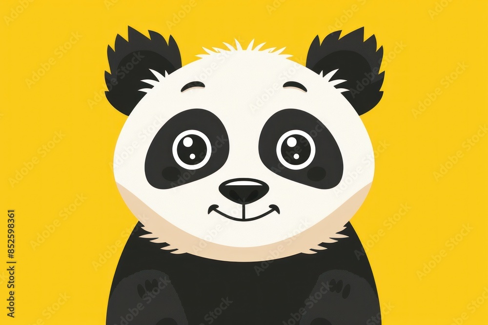Fototapeta premium Cute Cartoon Panda with Big Eyes and Happy Smile, Perfect for Kids - Generative ai