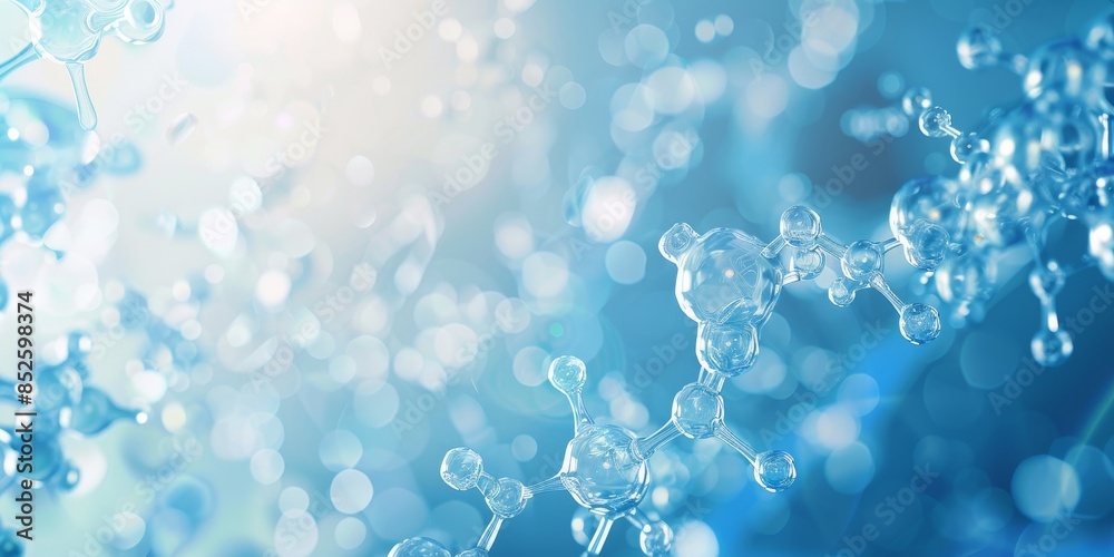 Detailed depiction of interconnected molecules in a blue gradient background, illustrating scientific and research themes such as molecular science, chemistry, and biochemistry Detailed depiction of interconnected molecules in a blue gradient background, illustrating scientific and research themes such as molecular science, chemistry, and biochemistry