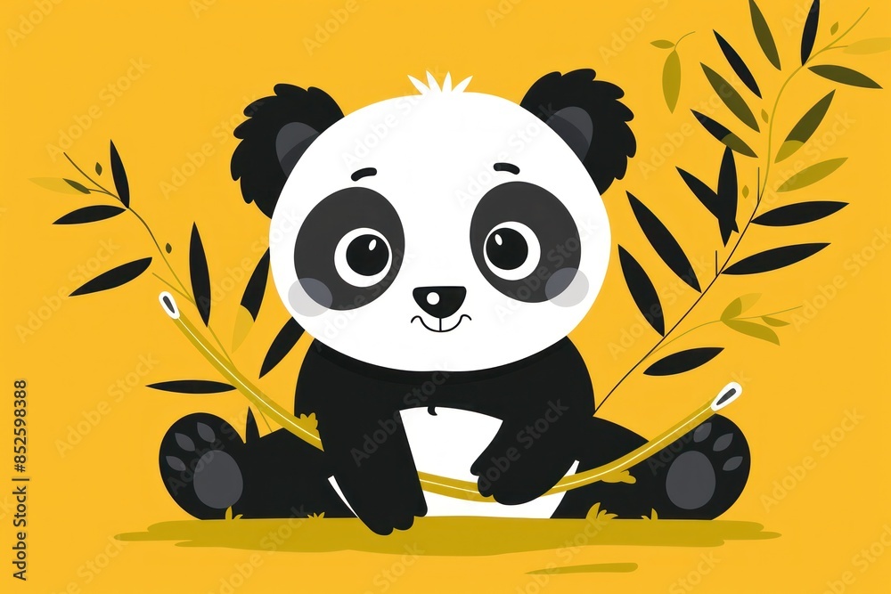 Cute Cartoon Panda with Big Eyes and Happy Smile, Perfect for Kids - Generative ai Cute Cartoon Panda with Big Eyes and Happy Smile, Perfect for Kids - Generative ai