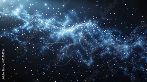 Stars forming constellations with thin connecting lines over a dark celestial background. The scene features bright stars linked by delicate lines, set against a deep, star-filled night sky.
