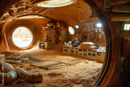 Old abandoned base on Mars. Concept of space travel, lost mission, discovery, future. Generative Ai .