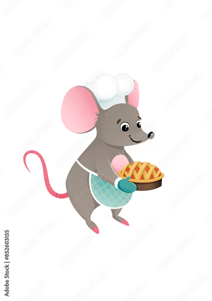 mouse chef holding a pie mouse chef holding a pie