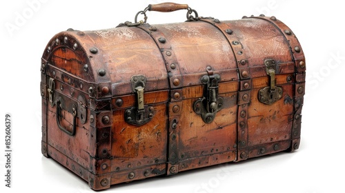 Ancient chest on white background