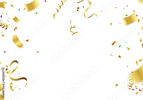 Illustration Birthday Card with Balloons , Confetti and Curling Streamer or Party Serpentine . Isolated Vector