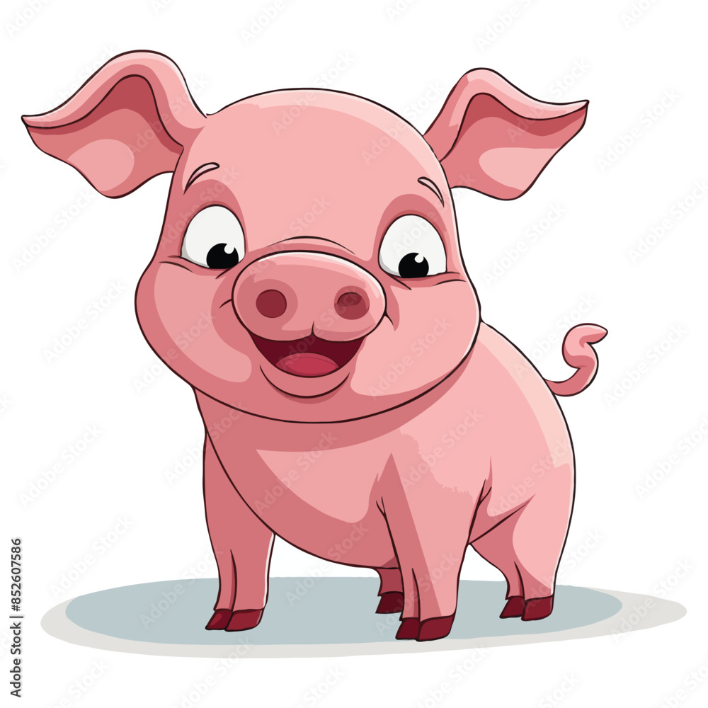 drawing simple 2d cartoon A happy pig character Vector illustration design drawing simple 2d cartoon A happy pig character Vector illustration design