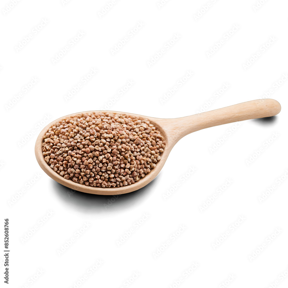 Transparent png image of coriander seeds in a wooden spoon over a white background Transparent png image of coriander seeds in a wooden spoon over a white background