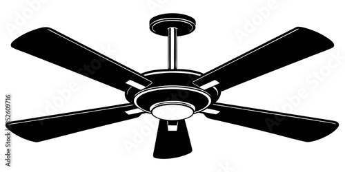 Black and white electric ceiling fan illustration, serving as a visual representation of an air fan.