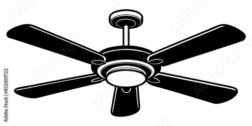 Black and white electric ceiling fan illustration, serving as a visual representation of an air fan.