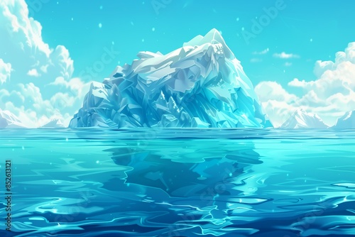 Majestic Iceberg Drifting in Clear Waters