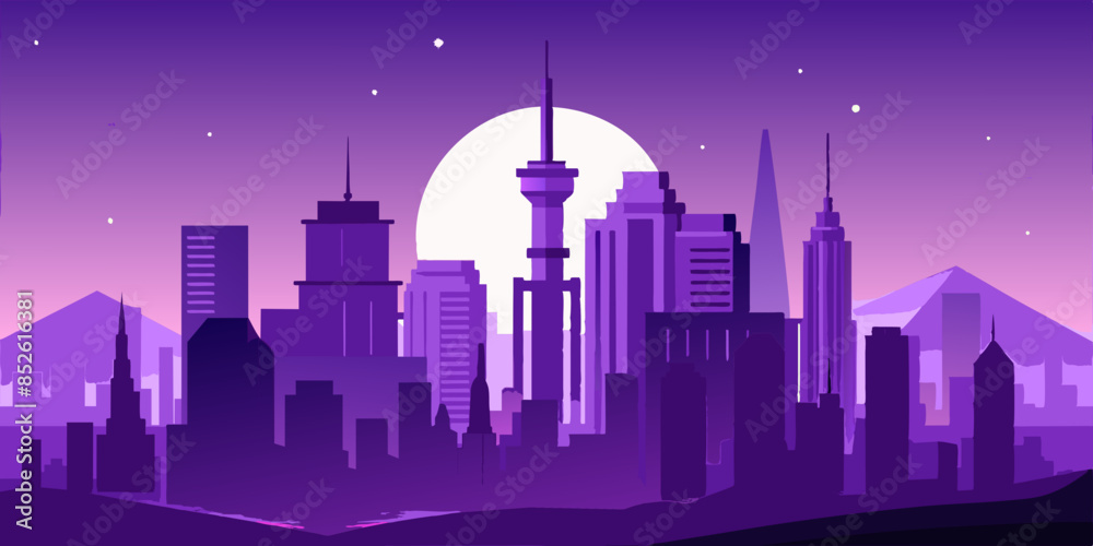 A modern city skyline in this panoramic urban landscape vector illustration. A modern city skyline in this panoramic urban landscape vector illustration.