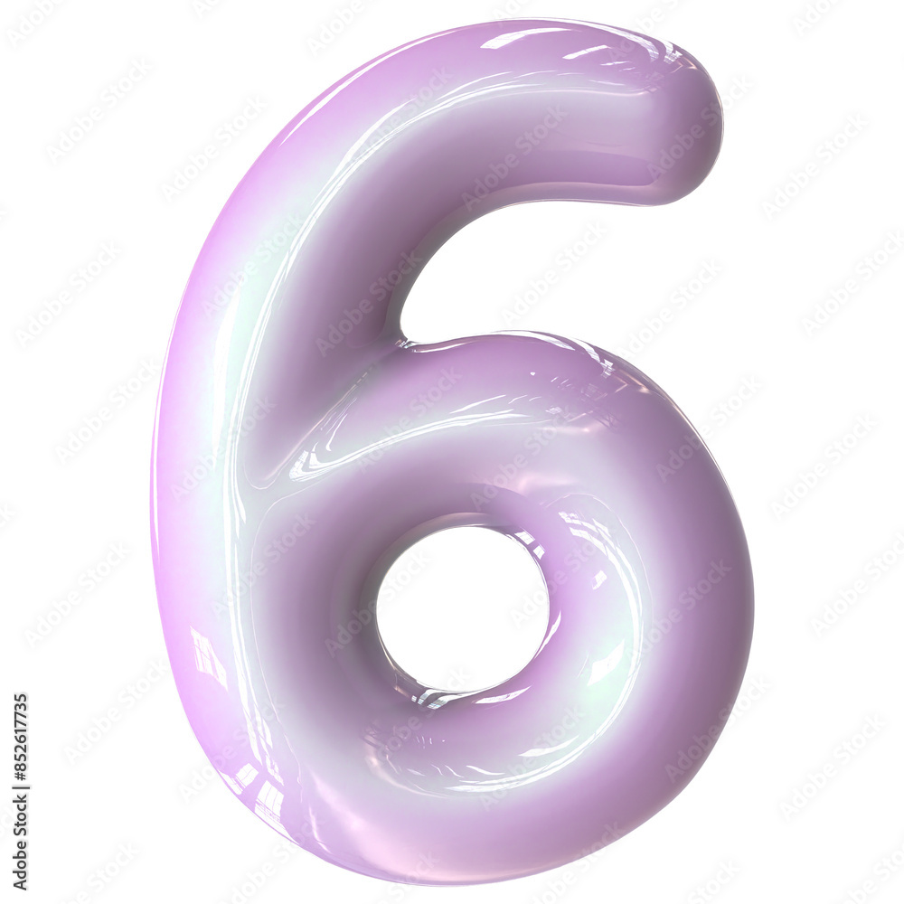 6 Number Pink Color 3D Render 6 Number Pink Color 3D Render
