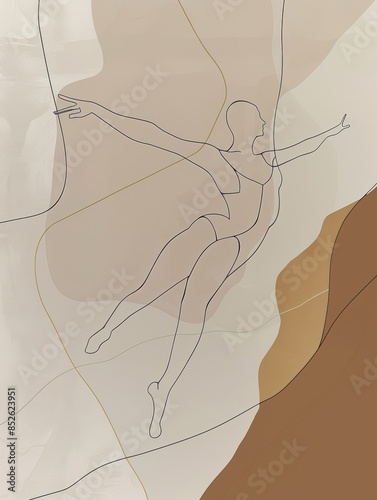 Surrealistic Art: Dancing Figure on Abstract Background photo