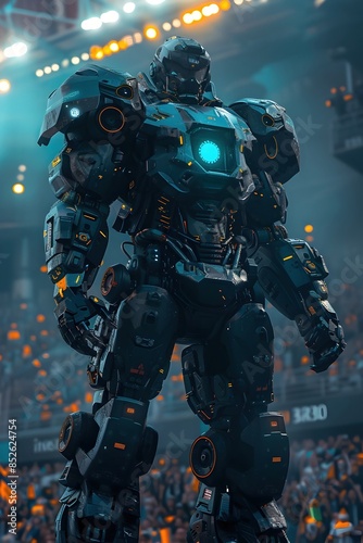 Towering Humanoid Robot Dominates the Midfield in Massive Outdoor Stadium with Cheering Fans