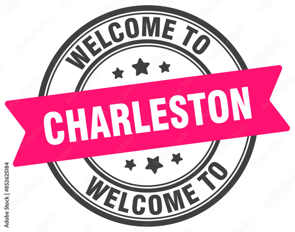 Welcome to Charleston stamp. Charleston round sign Welcome to Charleston stamp. Charleston round sign