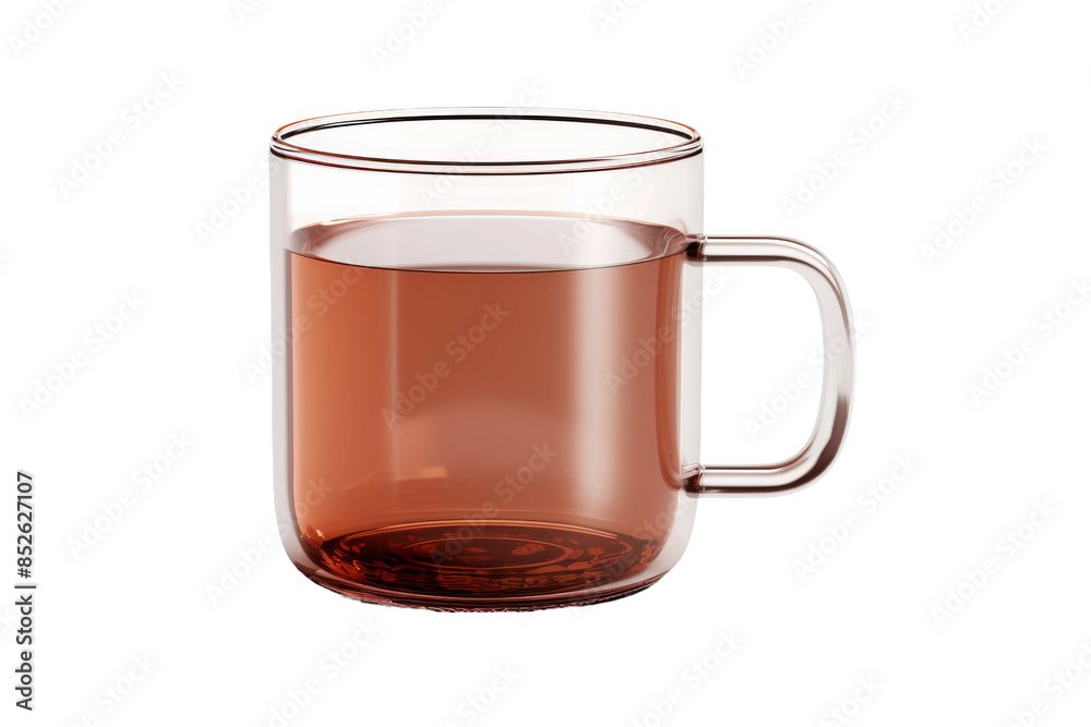 A Moment of Tranquility: A Glass Mug Filled With Warm Brew, Ready for Enjoyment on a Clear PNG or White Background.