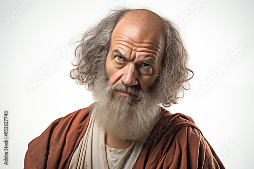 Philosopher Socrates on a white background. Topics related to philosophy. Greek antiquity. Philosophy of Stoicism. Socratic.