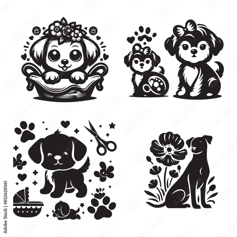 dog vector outline illustration Flat design dog and silhouette illustration vector eps dog vector outline illustration Flat design dog and silhouette illustration vector eps