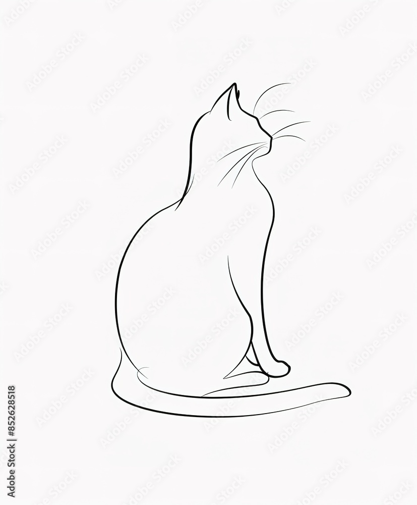 Simplistic Cat A minimalistic cat outline drawing created with one continuous line ...