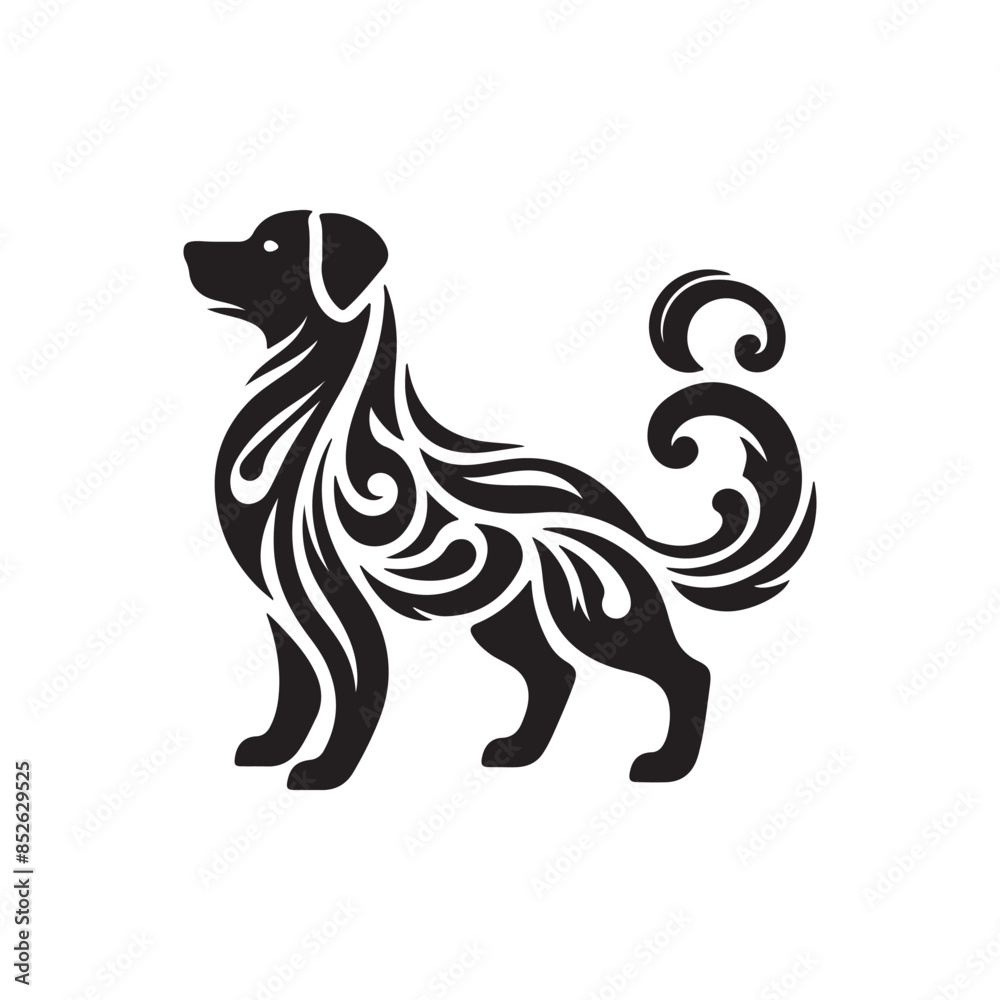 Fototapeta premium dog vector outline illustration Flat design dog and silhouette illustration vector eps